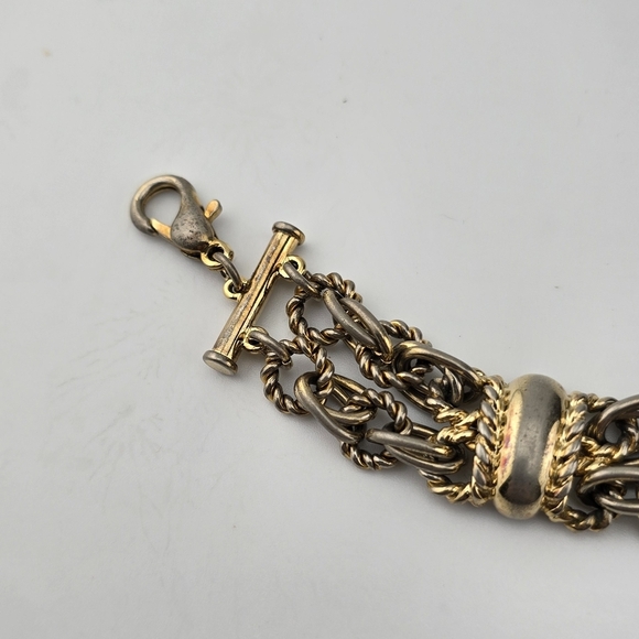 Givenchy Gold Tone Multi-Strand Chain Bracelet 10" Designer Logo Jewelry - Picture 5 of 12